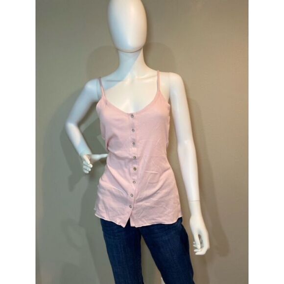 Chaser Dusty Pink Button Up Spaghetti Tank Women Size Medium NWOT - Picture 1 of 5